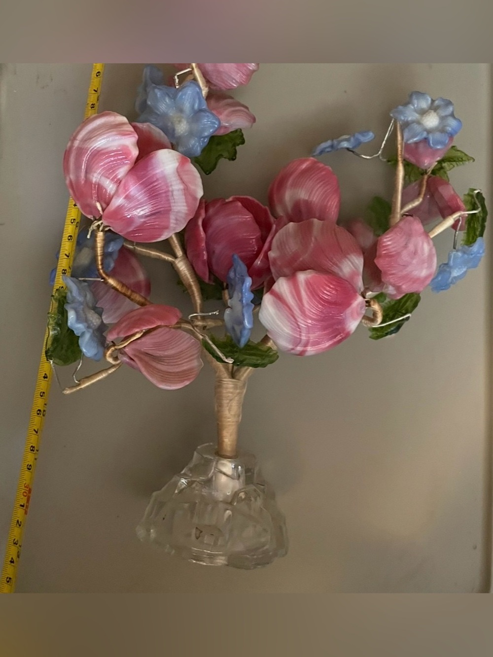 Vintage Czech Art Glass Pink Flower & More Arrangement - Picture 2 of 4